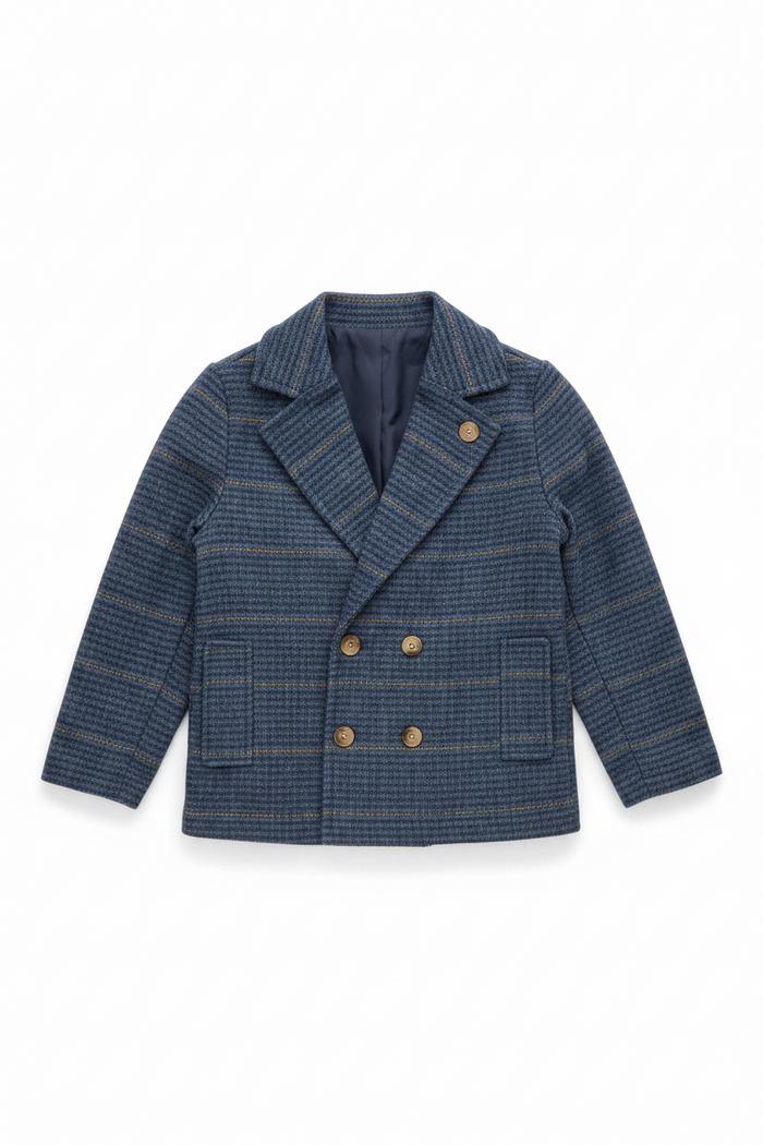 blazer wool plaid double breasted - multi