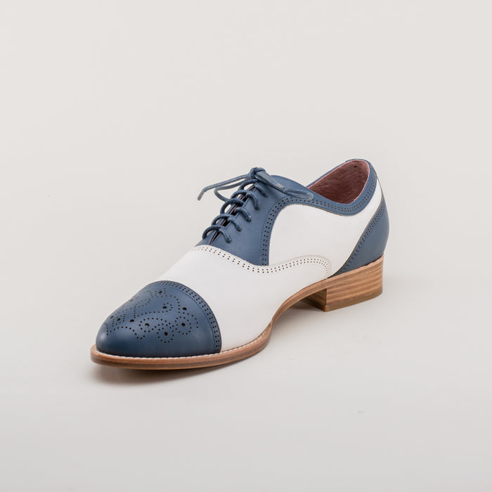 Dandy Men's Vintage Cap Toe Oxfords (Blue/White)
