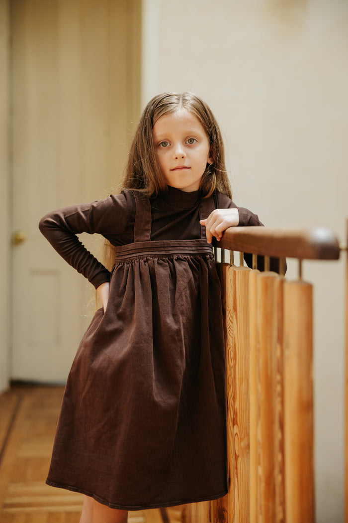 dress denim pintuck band jumper - chocolate-493