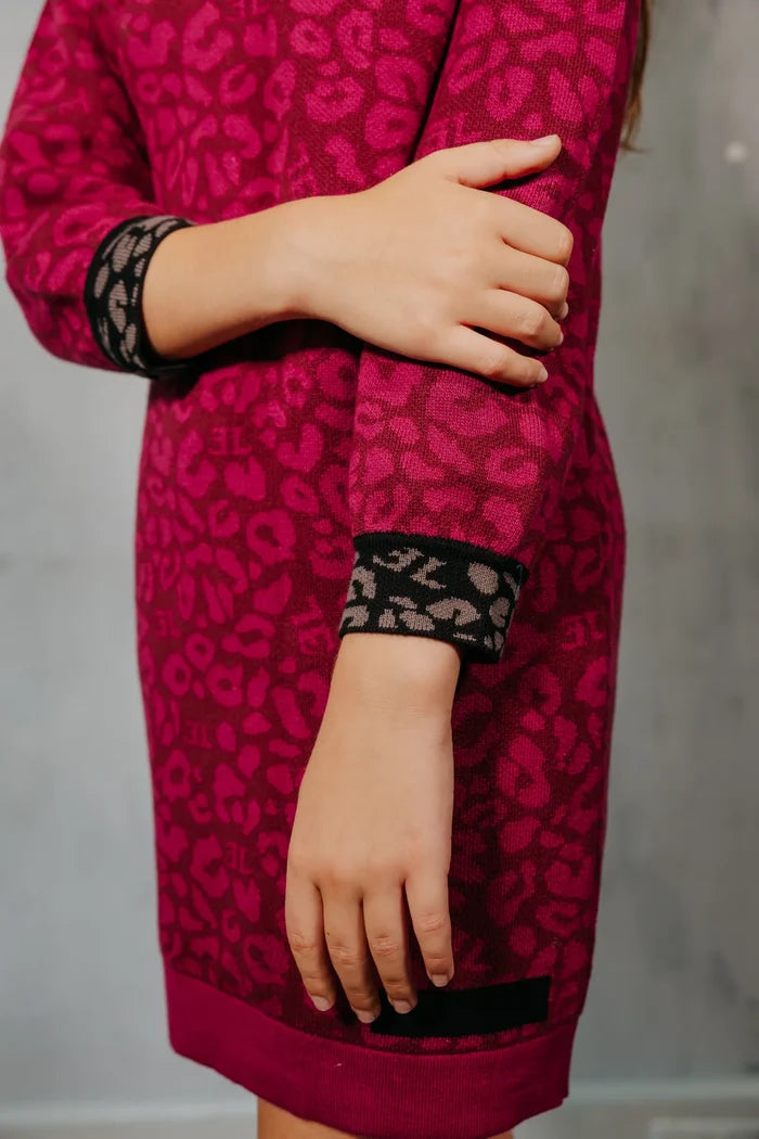 dress leopard print knit - raspberry-41