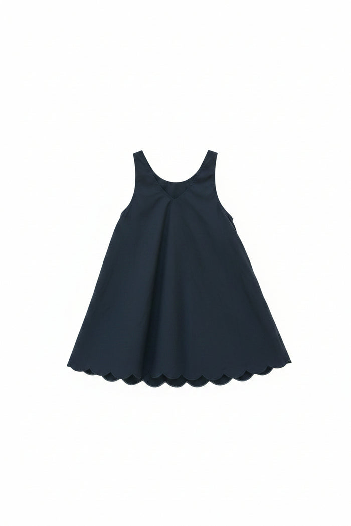 dress taffeta scalloped hem jumper with blouse - black