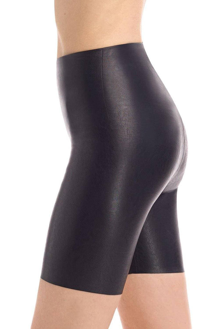 Commando Faux Leather Bike Short Black