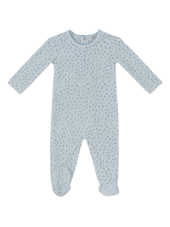 footie velour printed - dark blue