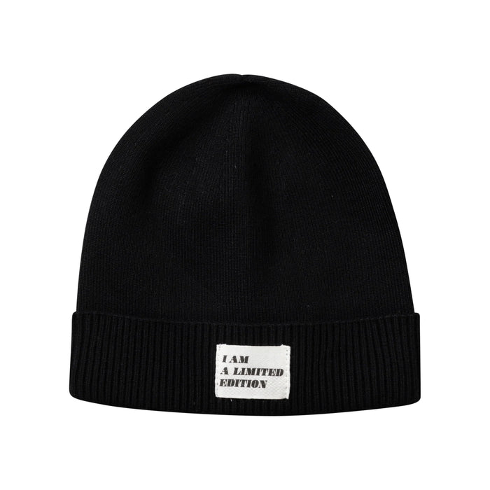 hat canvas logo patch cuffed beanie - black-9
