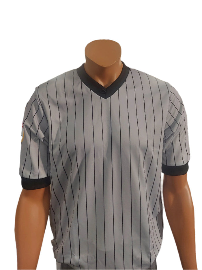 Maryland Wrestling Grey Mesh V-Neck with Black Pinstripes without USA FLAG