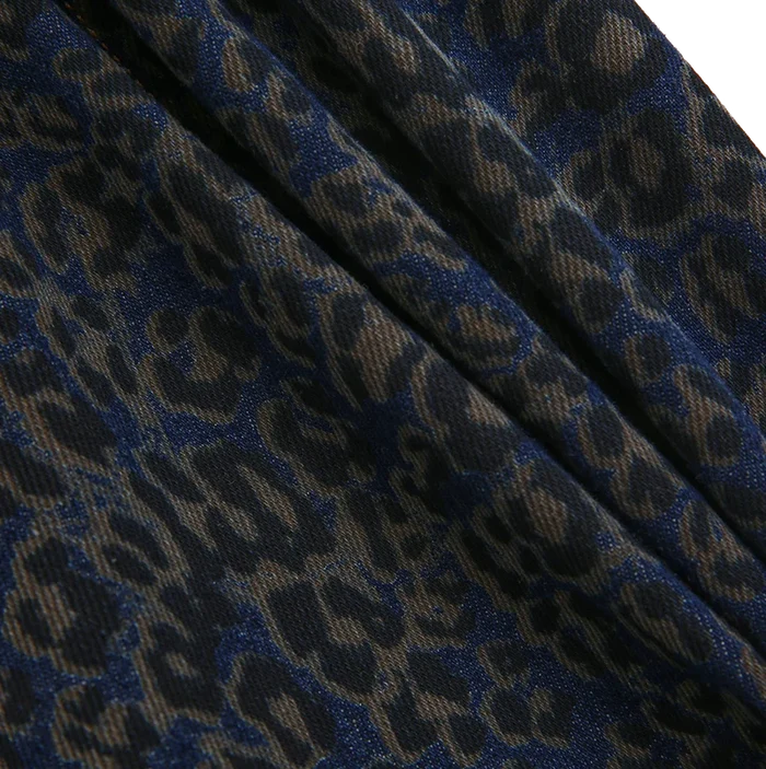 one piece leopard denim long romper - denim