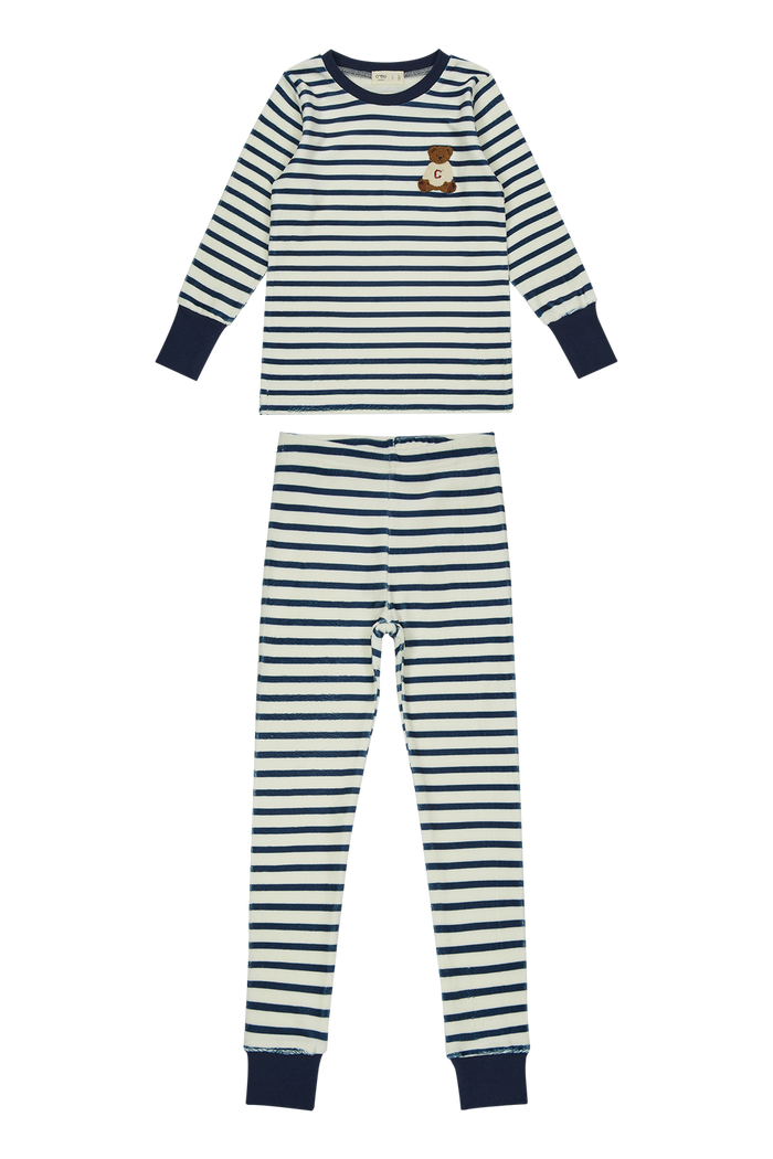 pajamas 2 piece striped teddy