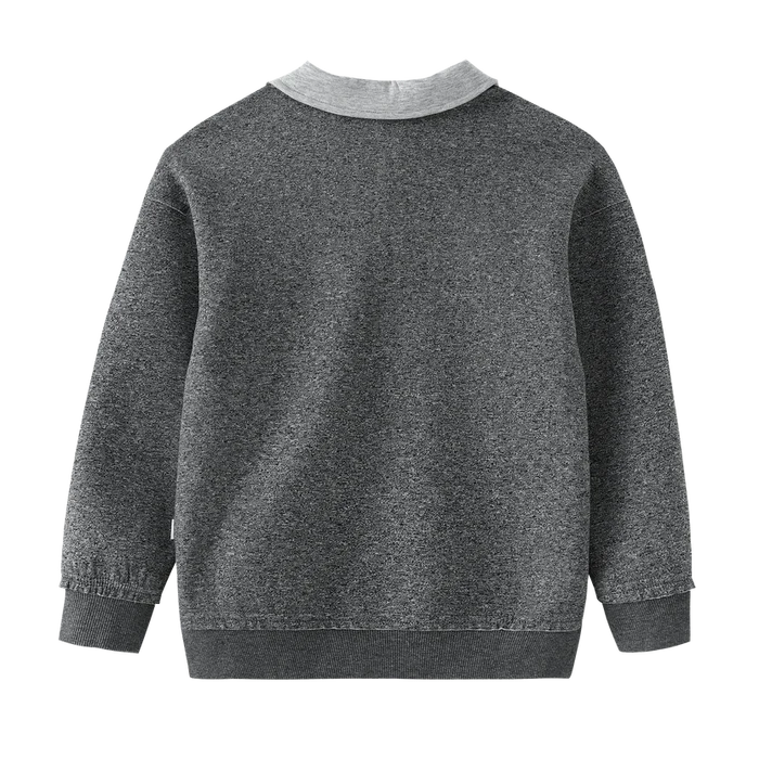polo l/s contrast collar - grey