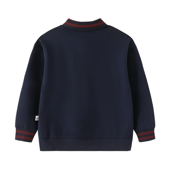polo l/s striped collar - navy