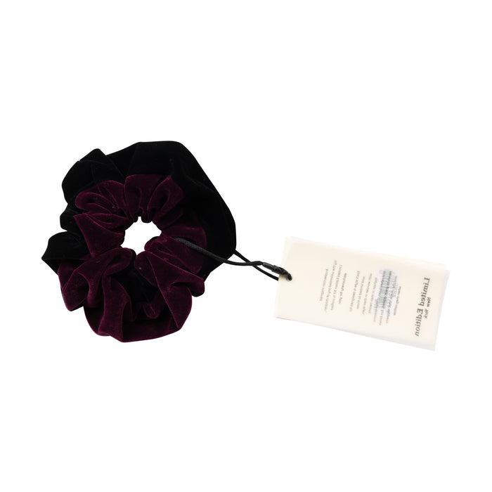 pony scrunchie two tone velvet - burgundy/black-29