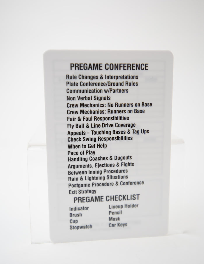 Reusable Umpire Game Card