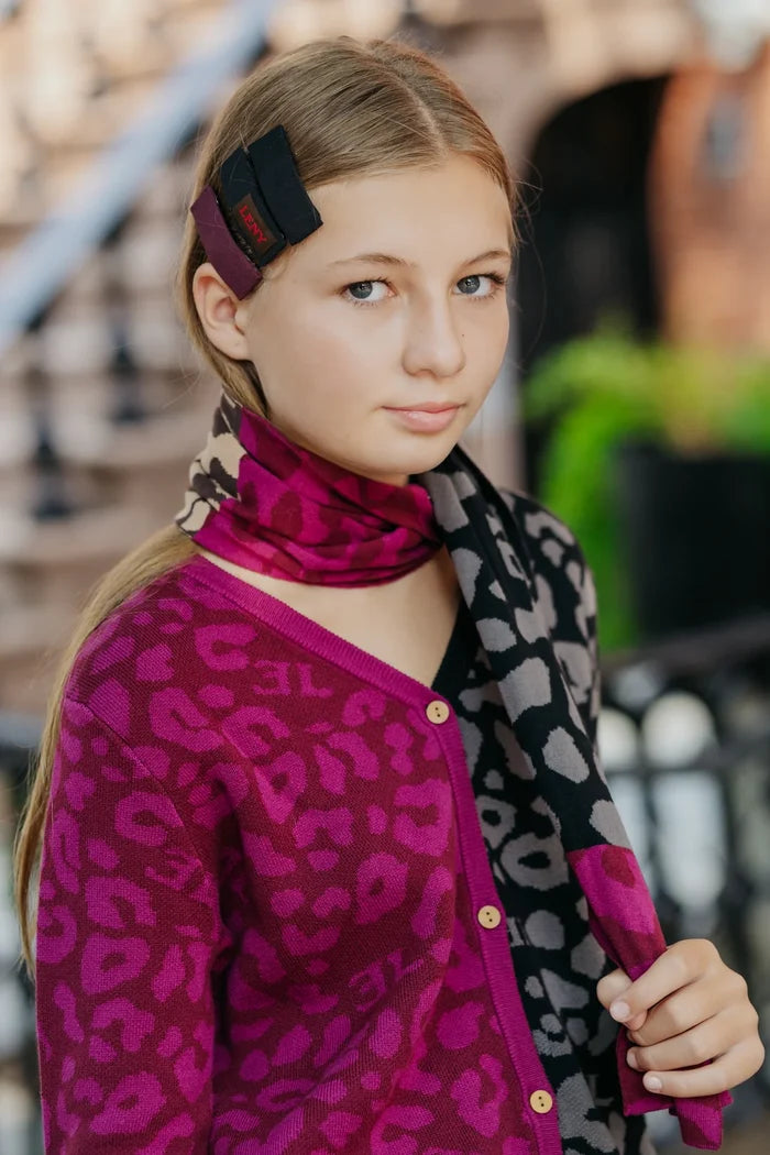 scarf leopard knit pattern - raspberry-41