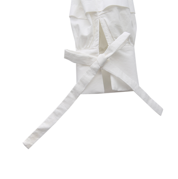 shirt l/s crop embroidered smock - white/black