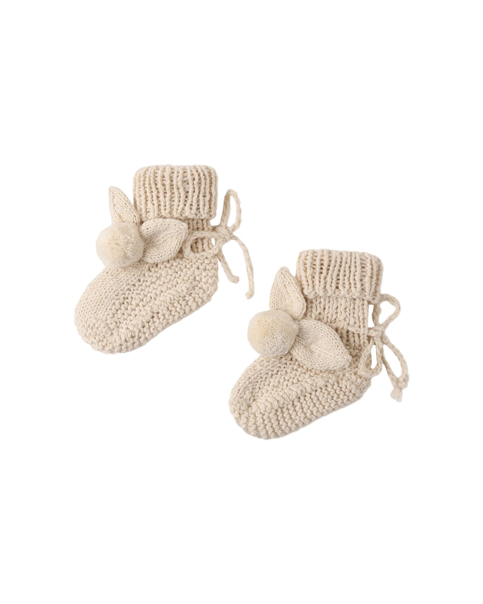shoes organic bunny knit booties - ecru