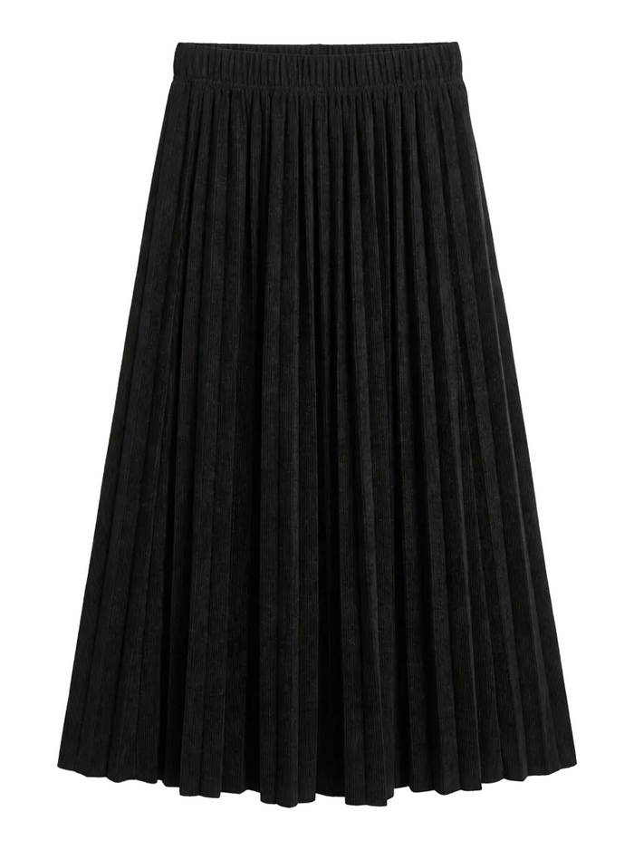 skirt corduroy mixed pleats - black