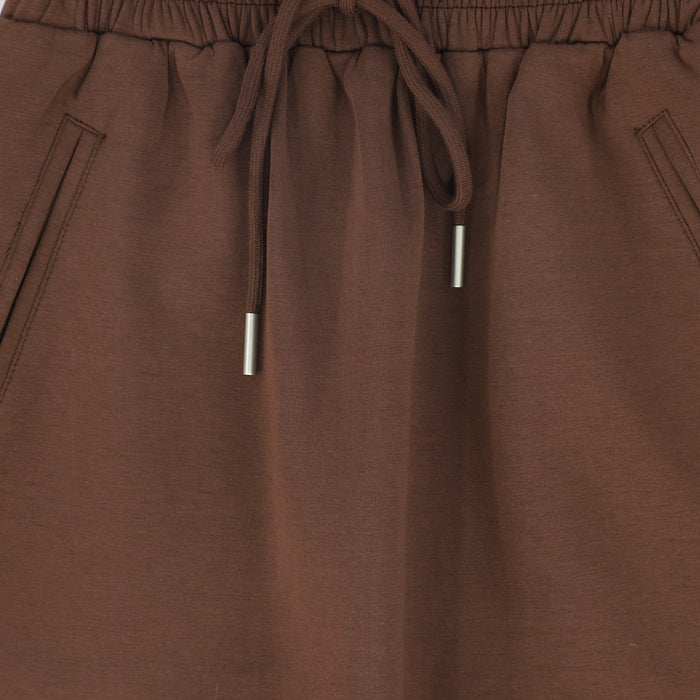 skirt maxi drawstring sweat - brown