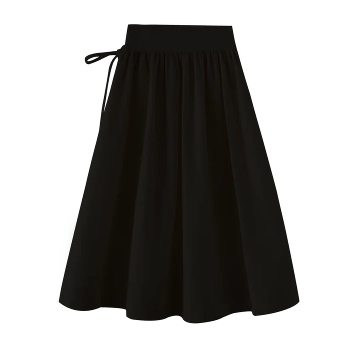 skirt wool midi - black