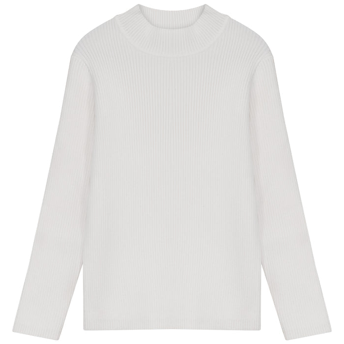 top l/s ribbed knit mockneck - cream