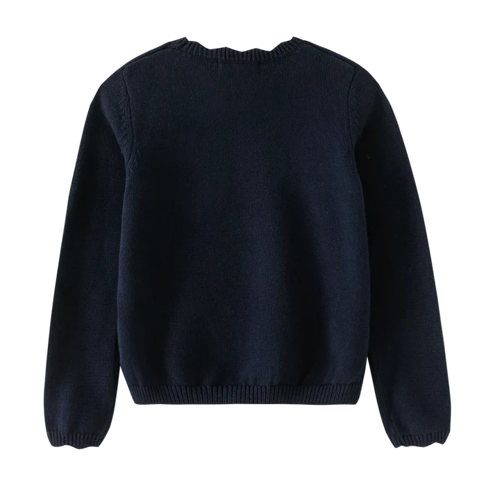 top l/s scalloped sweater - navy