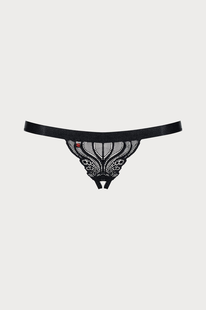 Obsessive 828 Black Lace Crotchless Thong