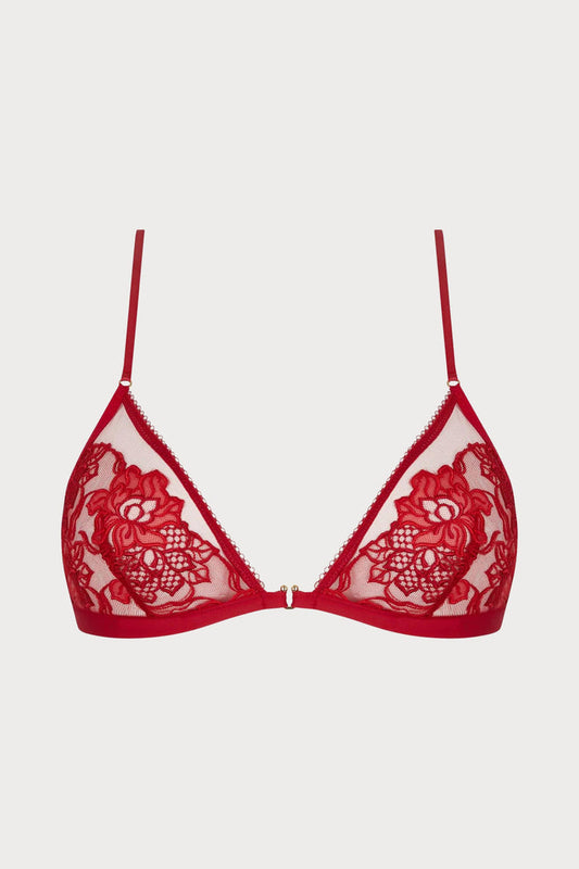 Adorable En Sexy Red Triangle Bra, Size M