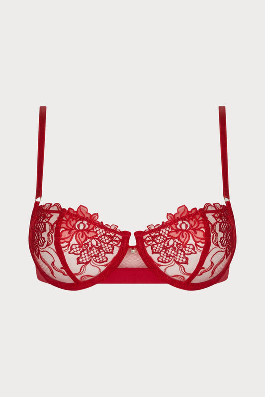 Adorable En Sexy Red Vertical Seam Half Cup Bra