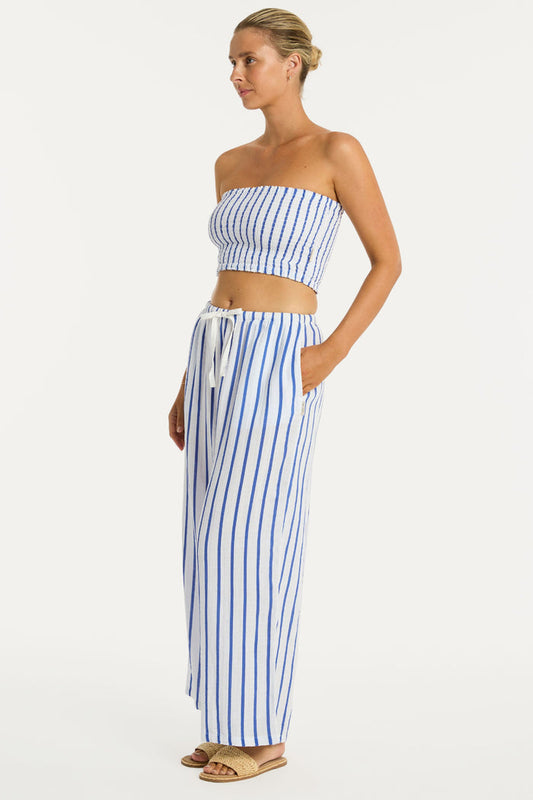 Amalfi Blue Striped Cotton Beach Pants
