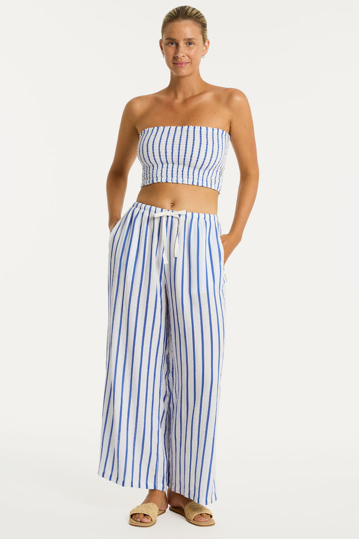 Amalfi Blue Striped Cotton Beach Pants