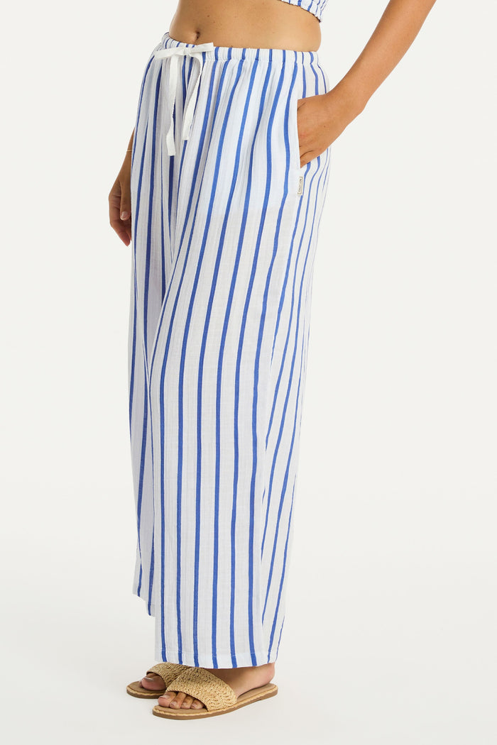 Amalfi Blue Striped Cotton Beach Pants