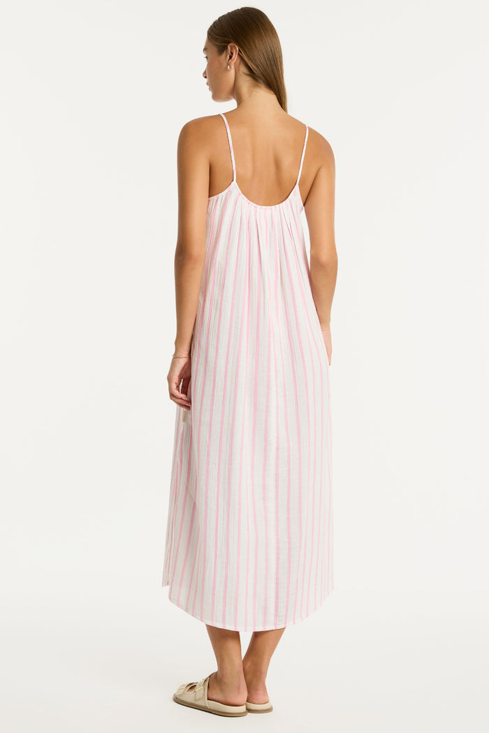 Amalfi Pink Striped Cotton Beach Dress, Size XS (UK 8)