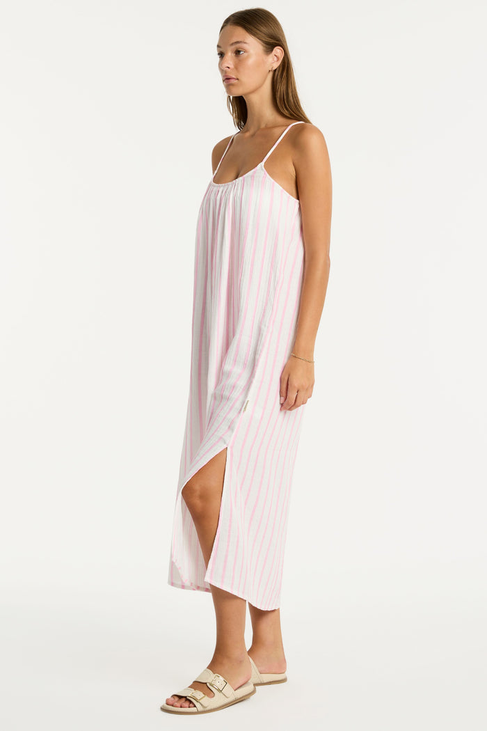 Amalfi Pink Striped Cotton Beach Dress, Size XS (UK 8)