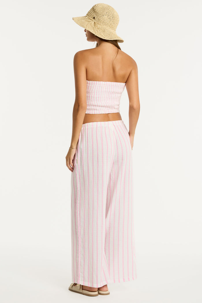 Amalfi Pink Striped Cotton Beach Pants, Size S (UK 10)