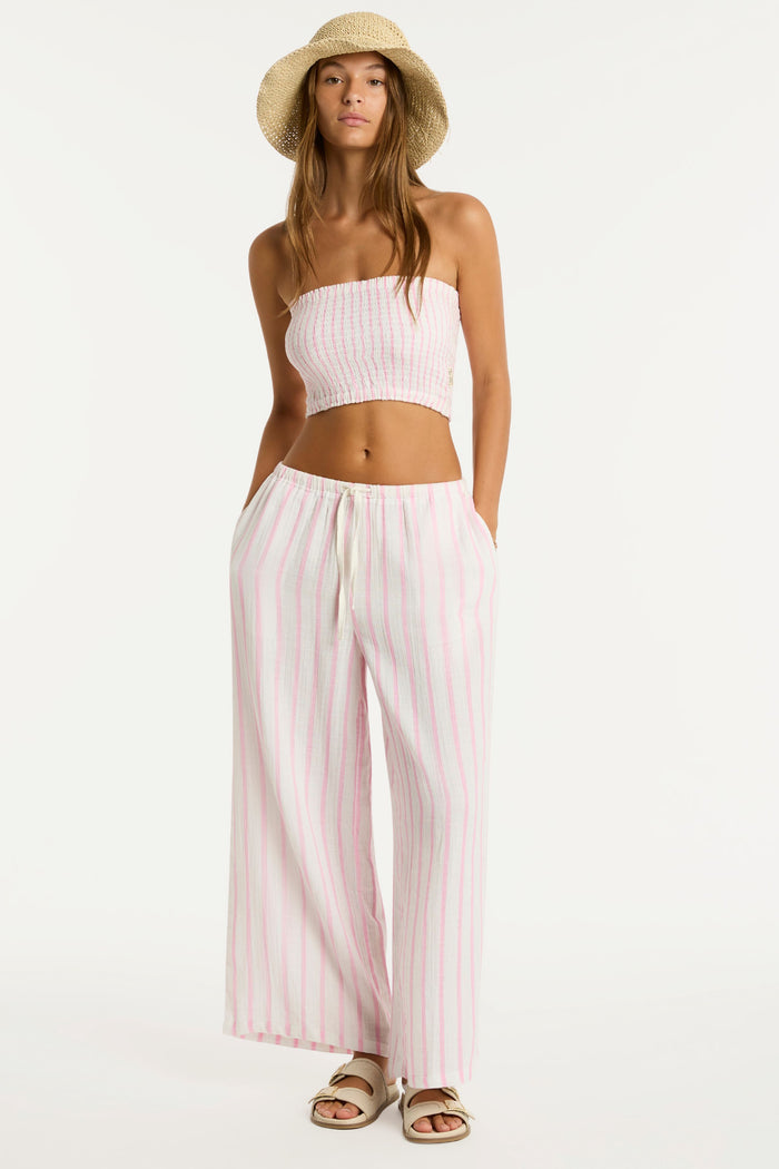 Amalfi Pink Striped Cotton Beach Pants, Size S (UK 10)