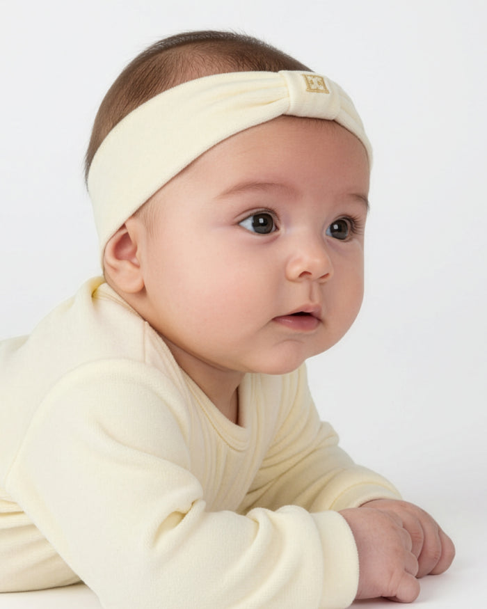 baby band velour gold detail cinched - antique white-201