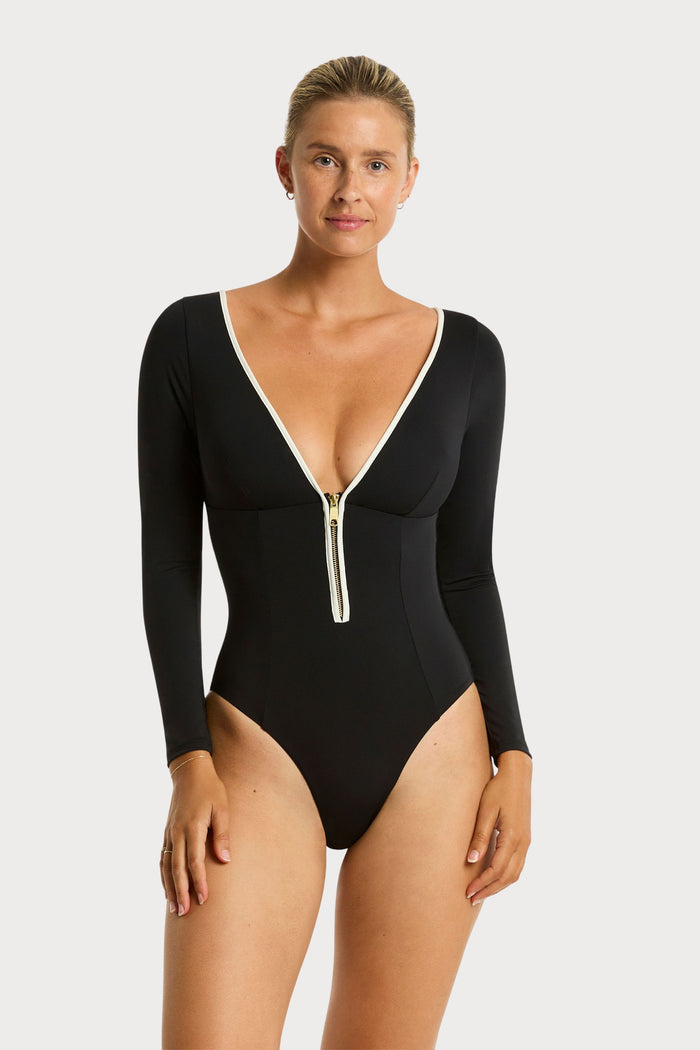 Babylon Black Long Sleeve Swimsuit