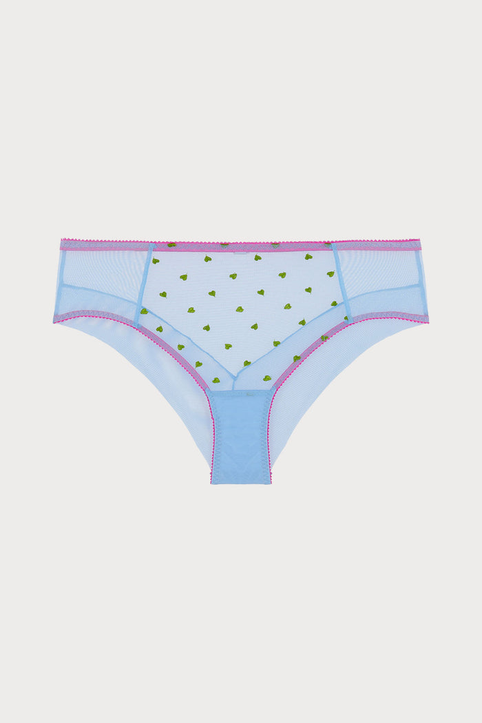 Betty Heart Embroidery High Waist Knicker in Cornflower