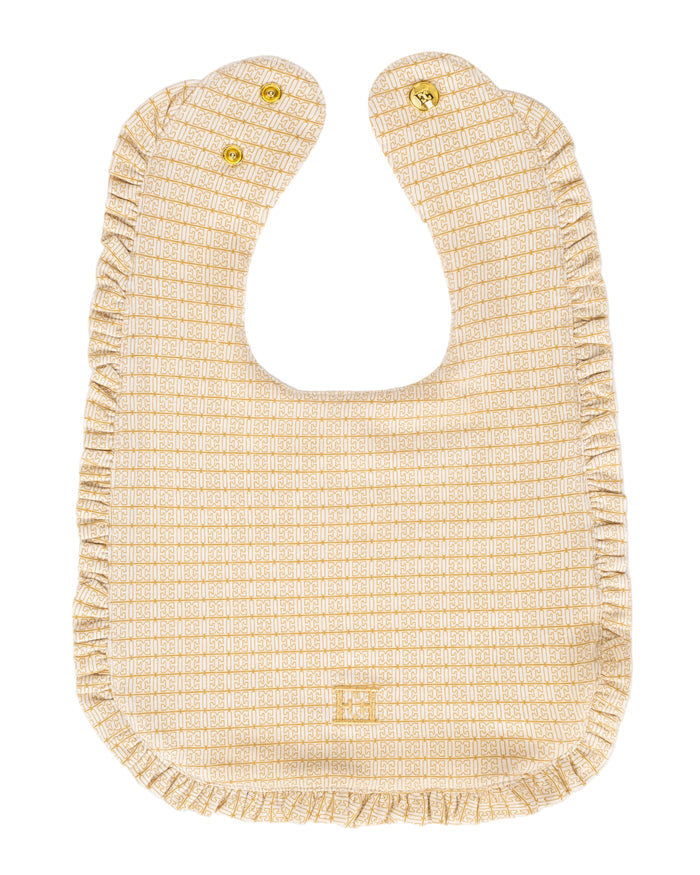 bib logo printed flutter trim - snow white-012