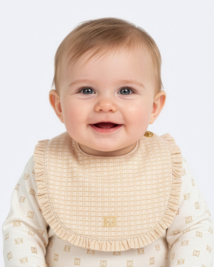bib logo printed flutter trim - snow white-012