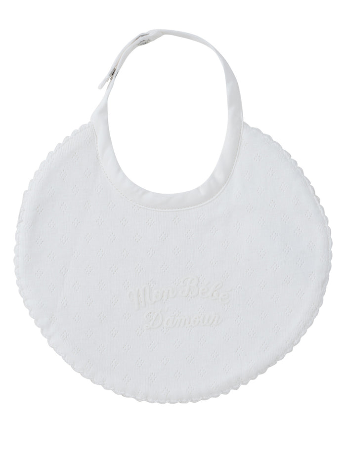 bib pointelle mon bebe - white