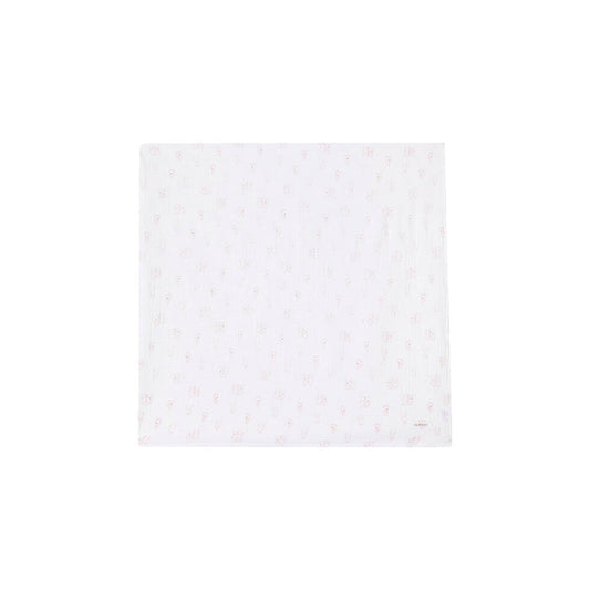 blanket teddy print - ivory/pink