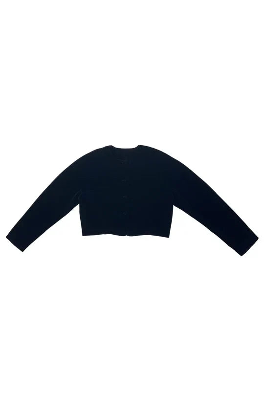 blazer velvet cropped - black