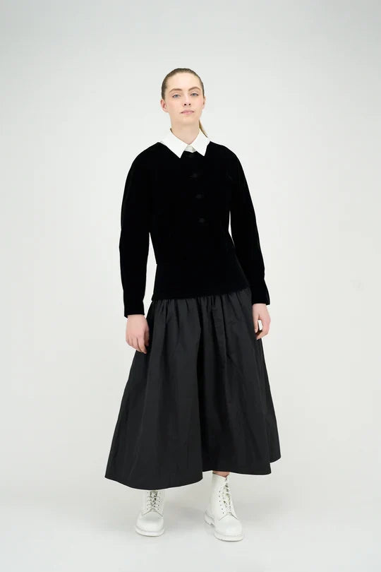 blazer velvet cropped - black