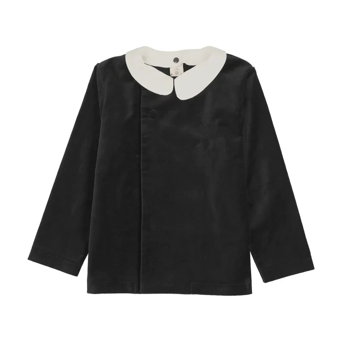 blazer velvet with collar - black