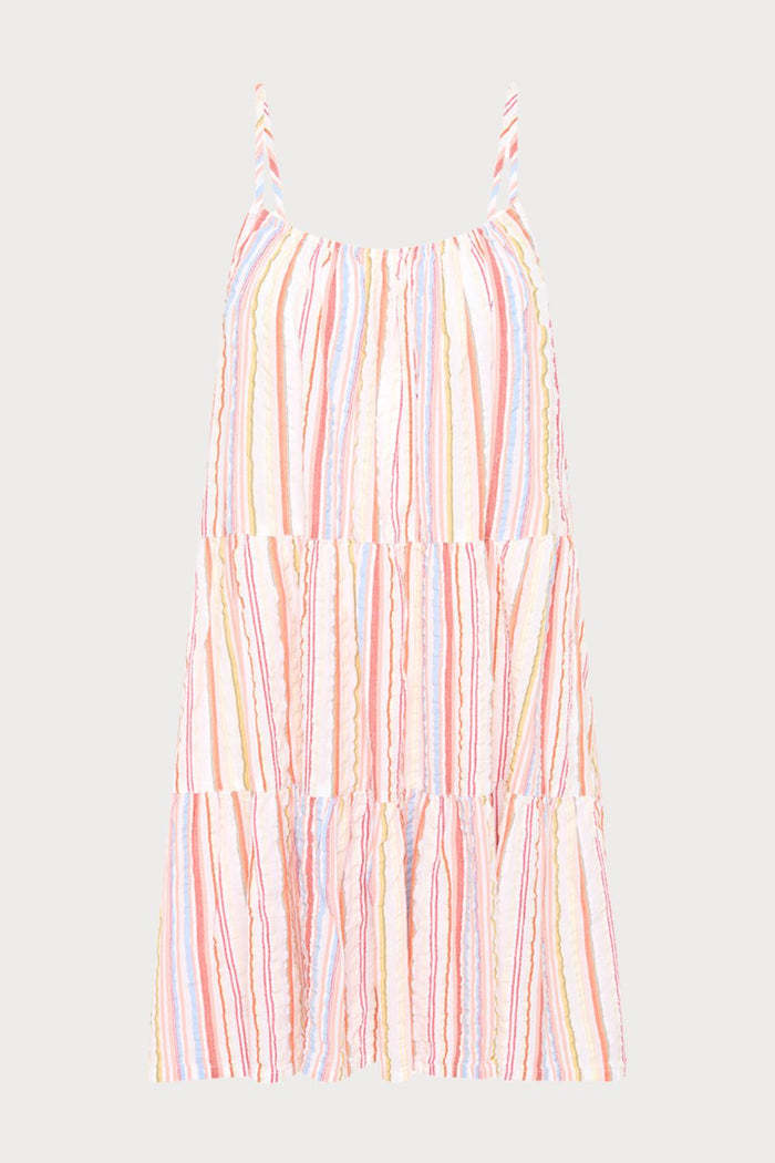 Boho Cotton Stripe Tie Back Short Sundress