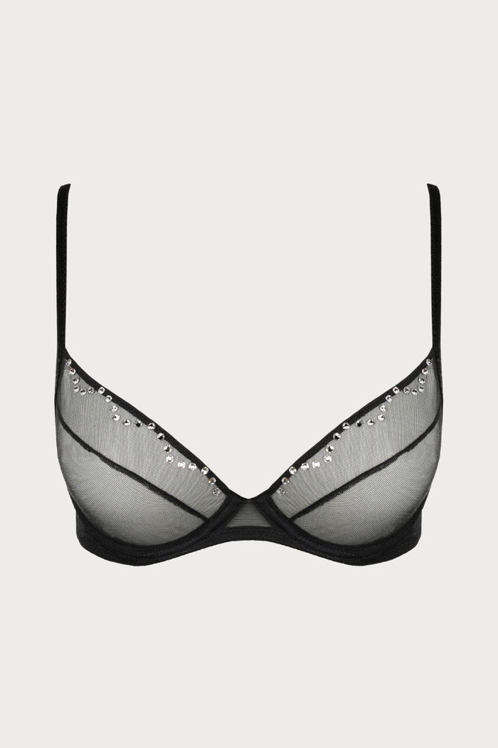 Sarda Chaika Black Sheer Mesh Balcony Bra - Naughty Knickers