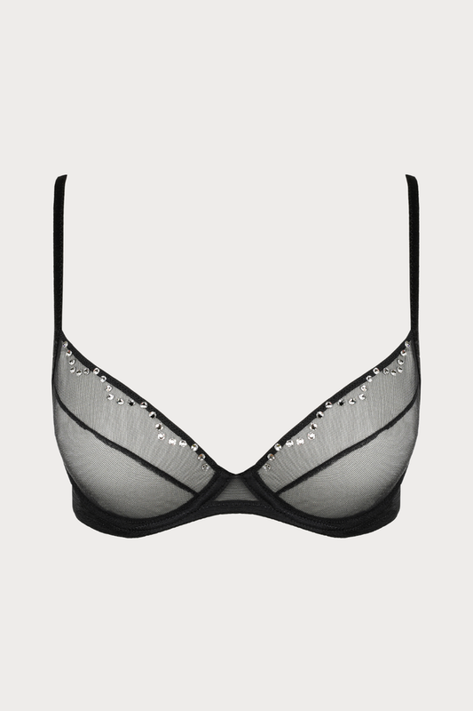 Sarda Chaika Black Sheer Mesh Balcony Bra - Naughty Knickers