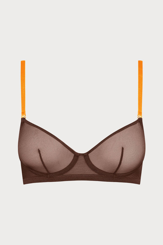 Corps à Corps Wire Bra Chocolate Brown/Neon Orange