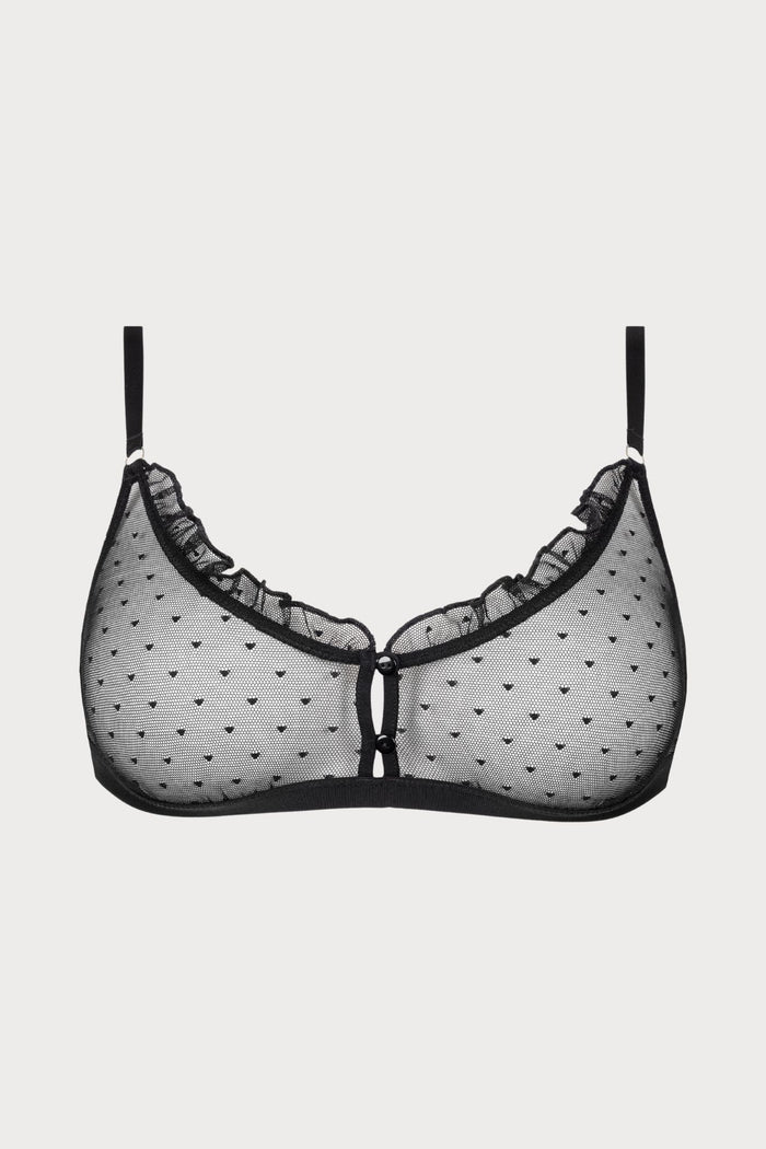 Atelier Amour Coup de Foudre Black Plumetis Tulle Bralette - Naughty Knickers