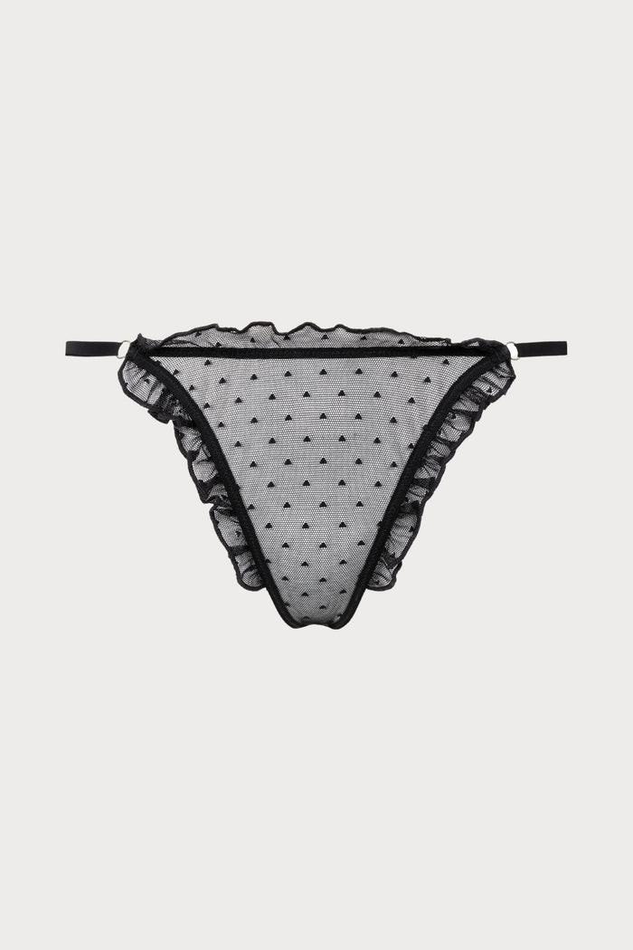 Atelier Amour Coup de Foudre Black Plumetis Tulle Mini Thong - Naughty Knickers