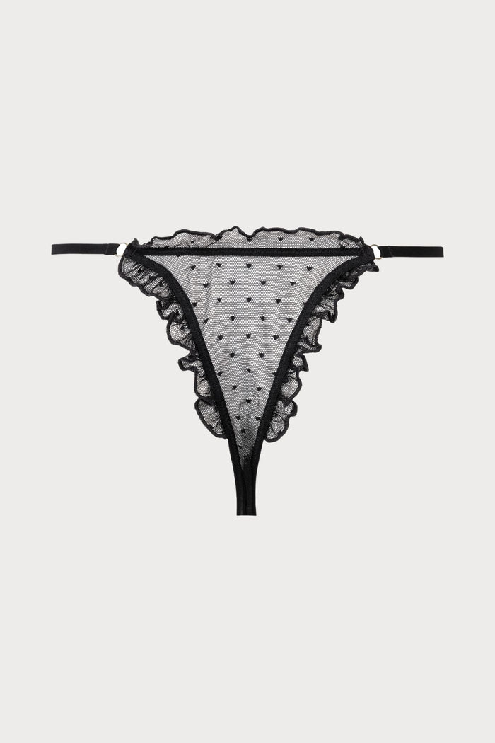 Atelier Amour Coup de Foudre Black Plumetis Tulle Mini Thong - Naughty Knickers